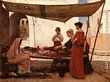 Market Canvas Paintings - A Grecian Flower Market